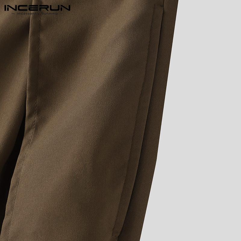 INCERUN Herrenhose mit hohem Bund und weitem Bein