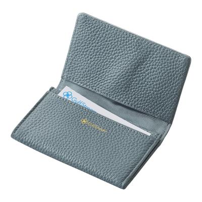 Gulfstream's Soft Cowhide Leather Bi-Fold Slim Business Card Case (GRE-SME-05) In Beautiful Blue Gray, Crafted from Soft, Genuine Leather.