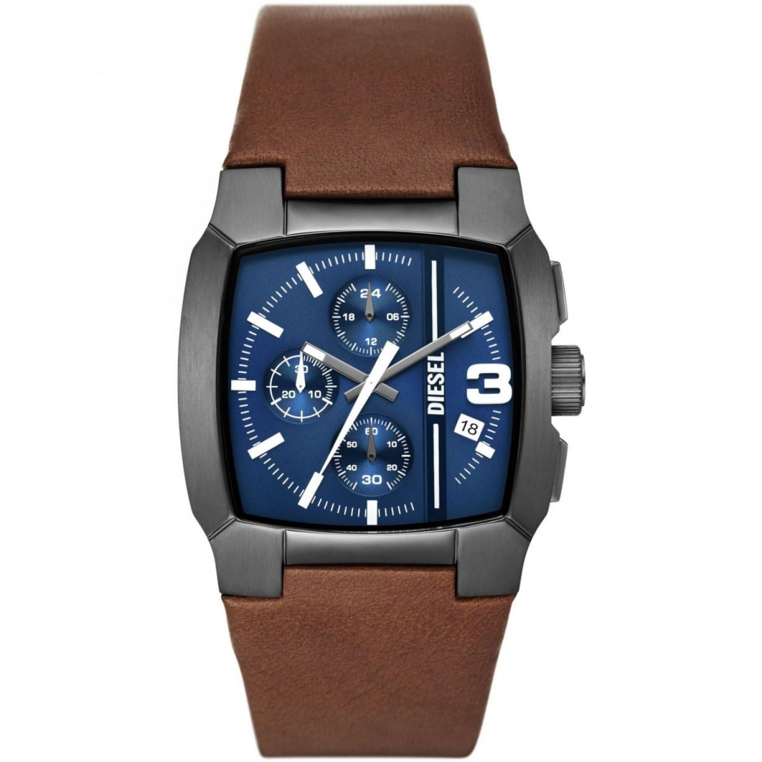 Diesel Cliffhanger Chronograph Brown Leather Watch Style Strap DZ4641, Brown, коричневый