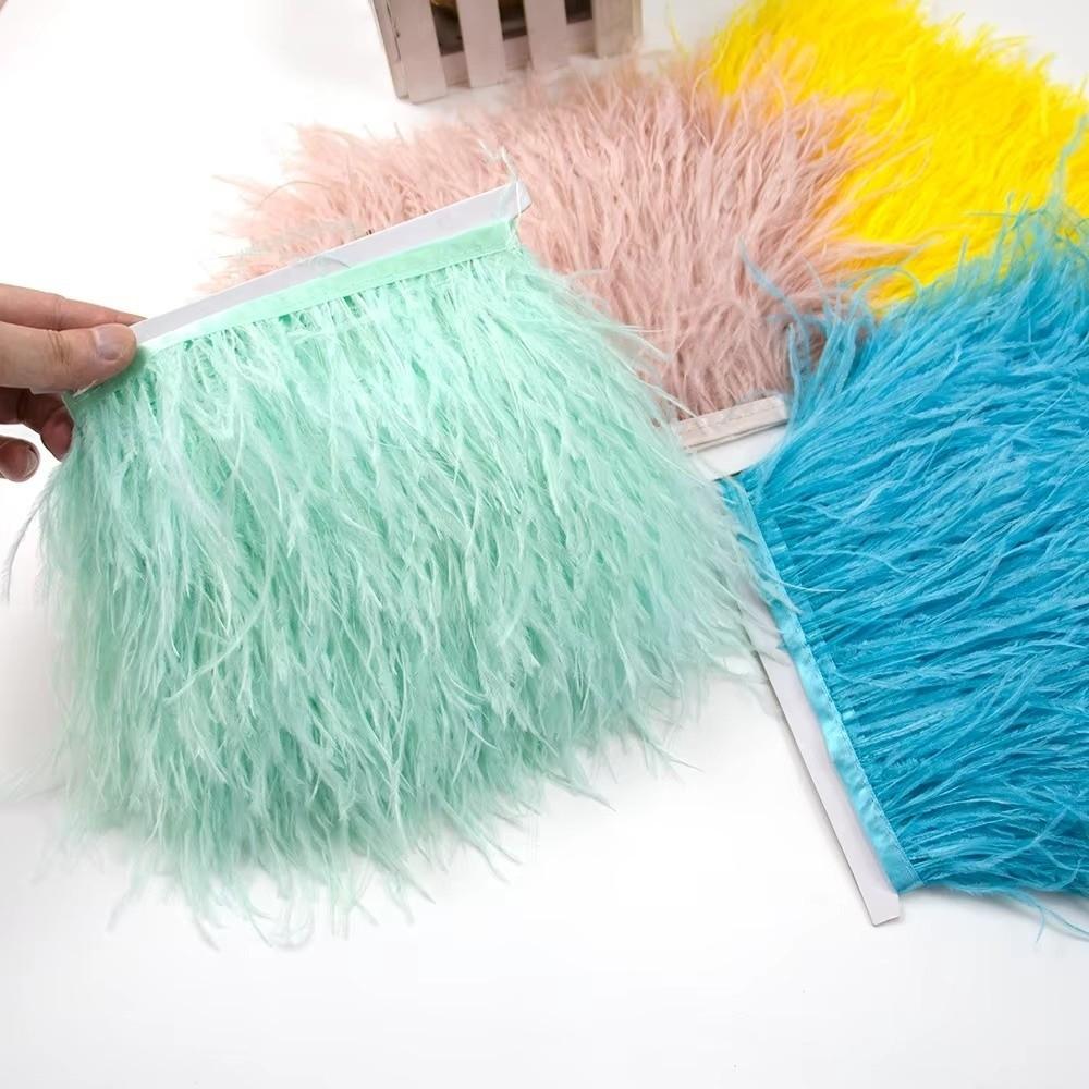 1 Meter Sewing Decoration Ostrich Feathers Trim Feather Plumes Ribbon Selvage  DIY Wedding Dress