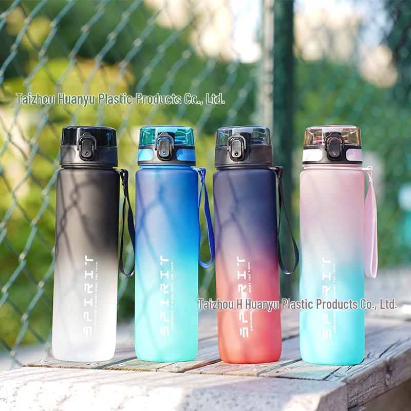 1L Farbverlauf Wasserflasche - Großes Fassungsvermögen, Auslaufsicher, Tragbar, Direktes Trinken, mit Skala für Fitness und Sport