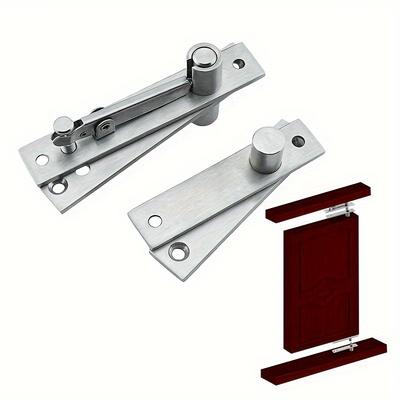 Art-Deco-Stil Edelstahl Verdeckte Schranktürscharniere, 360-Grad-Drehpunkt Einlassmontage Metallscharniere mit Hochbelastbarer Basis - Gebürstetes Finish