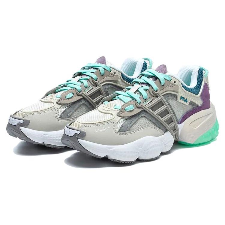 Fila Magic Stick X  Ladder Fabric Synthetic Leather TPU Trendy Sports Low-Top Dad Shoes Women Sneaker Gray Green F12W322111FLS
