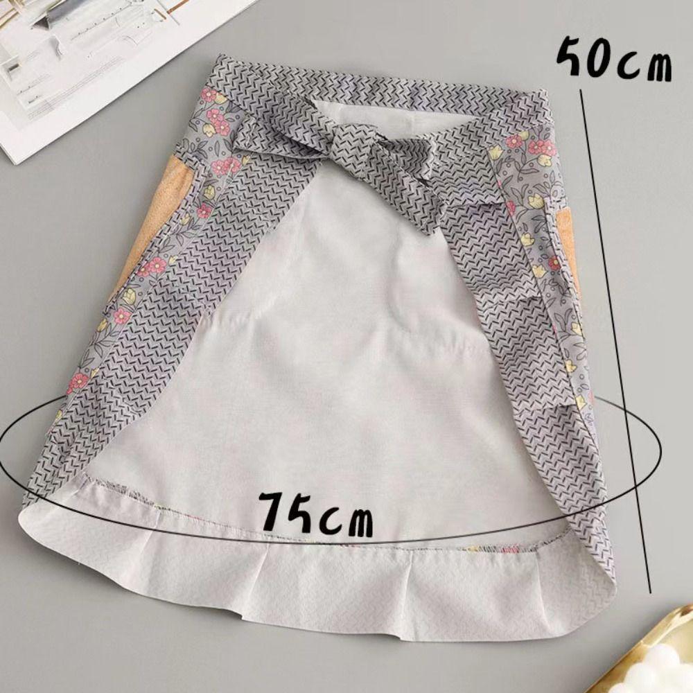 Anti-fouling Work Clothes Flower Cooking Half-waist Apron Fashion Half-length Apron  Cooking