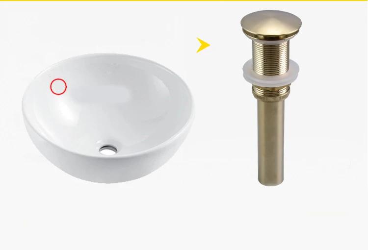 Without Drain Brushed Gold plate bouncing wash basin sink  water bathroom wash Basin Accessories large drain 9239K