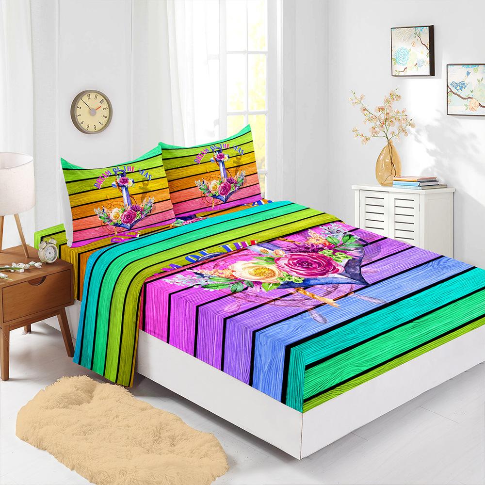 Four-Piece Mattress Set Ocean Dolphin Turtle 3D Digital Printing Kit Mattress Protective Cover