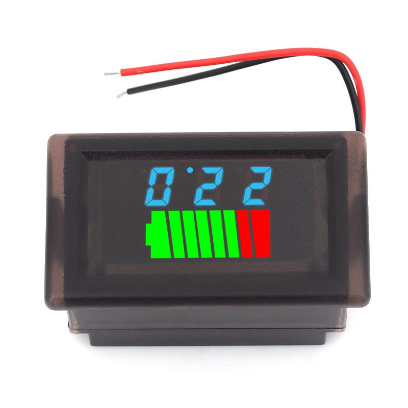 Stlxy voltmeter waterproof car battery level indicator 12V-72V lithium battery capacity meter tester red blue display tester
