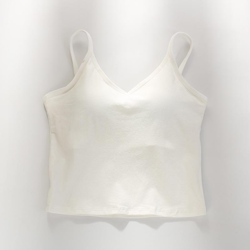 

Женская майка из чистого хлопка с U-образным вырезом на спине и накладками на грудь - спортивный бюстгальтер для йоги Large (55-67.5 kg)