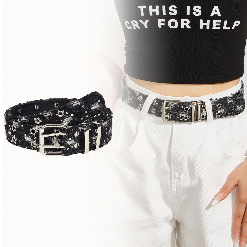 Versatile Punk Denim Waistband Luxury Design Waist Strap Trend Star Hollowed Belt