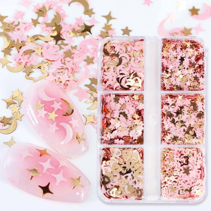 Pink Nail Glitter Sequins Decals Moon Star Heart Paillettes Resin Mold Filler Flower Petals Paillettes Decorations