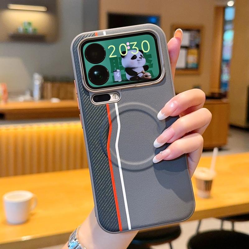 

For Xiaomi Mi 17 17 Pro 17 Pro Max magnetic phone case, featuring striped texture, electroplated decoration, and a smooth feel Xiaomi 17