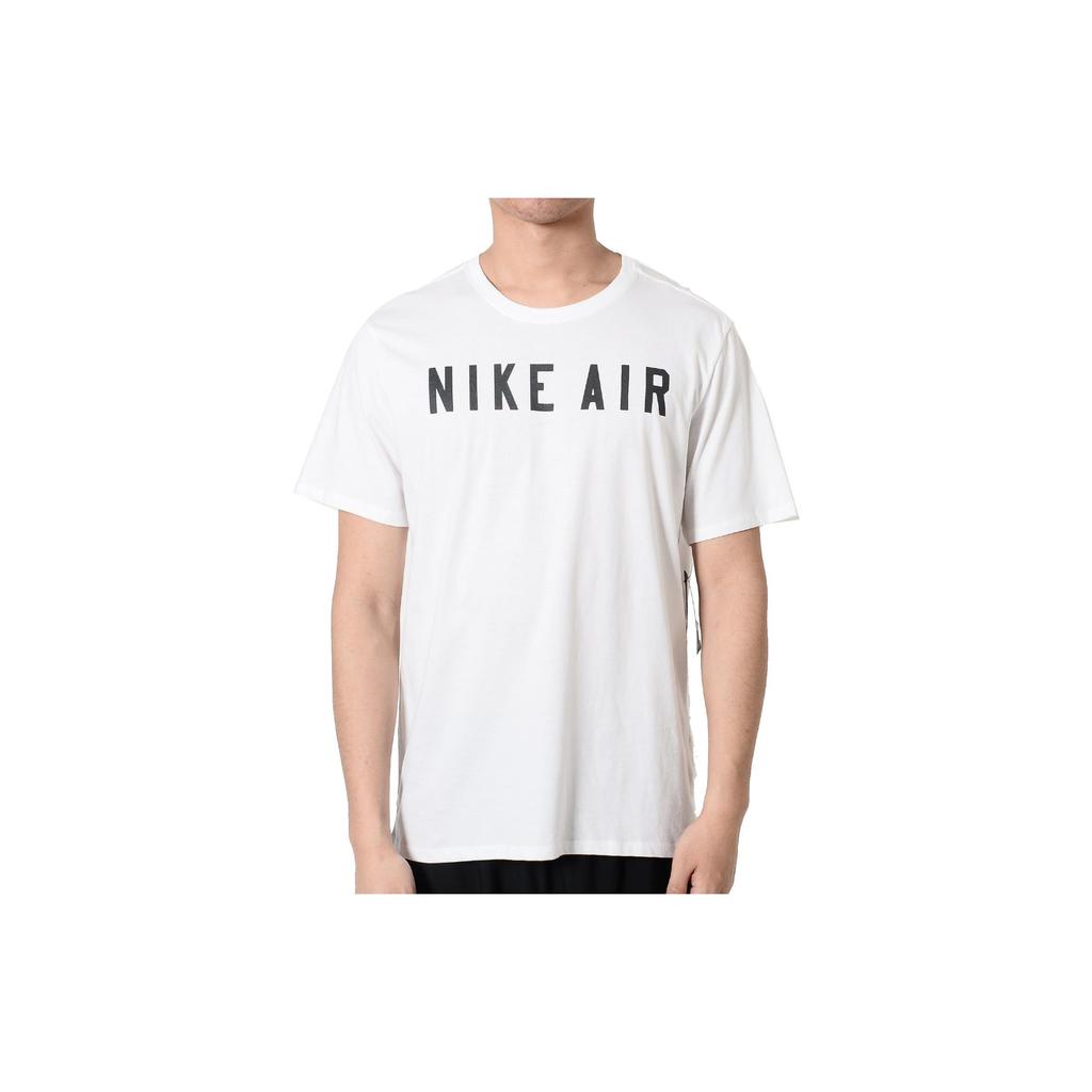 Nike Air Letter Print Knitted Round Neck Sports Breathable Casual Short Sleeve T-Shirt Men Tops White AJ7438-100