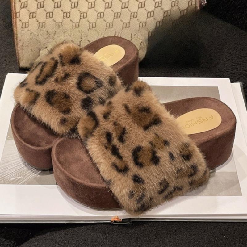 Fashion Women Platform Fluffy Slippers 2025 Autumn Fashion Comfortable Shoes New Trends Slingback Shoes Classical Zapatillas De Mujer