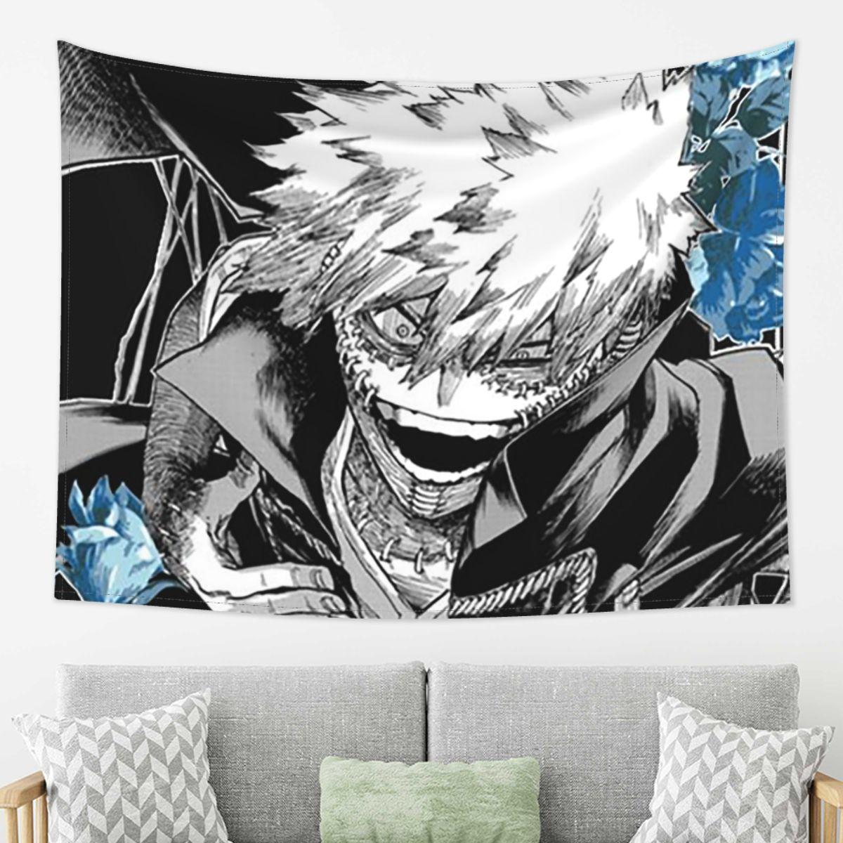 

My Hero Academia Dabi Anime Blue Flowers Tapestry Wall Hanging Aesthetic Home Decoration Tapestries for Living Room Bedroom 74x94cm(29x37in)