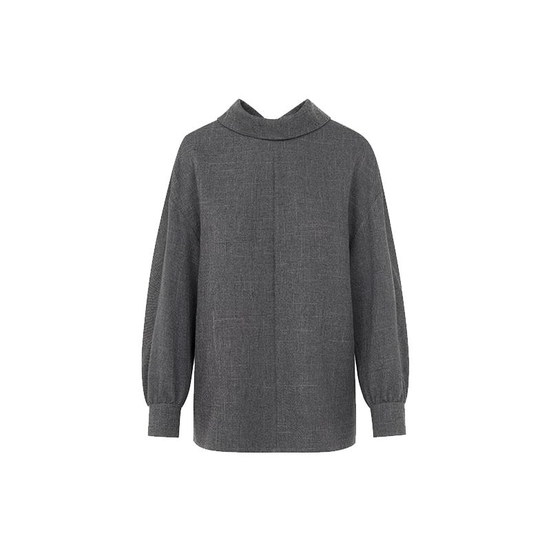 LANGZI Rabbit Ear Back-Tie Stand Collar Blouse