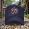 Peace Sign Hippie Rainbow Floral Print Baseball Cap Unisex Cotton Adjustable Casual Summer Hat