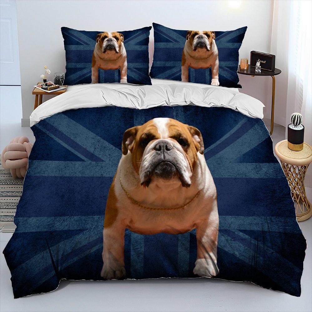 

Three-Piece Digital Printing 3D Cute French Pit Bull Pet Puppy Quilt Cover Bedding Order 70 * 133