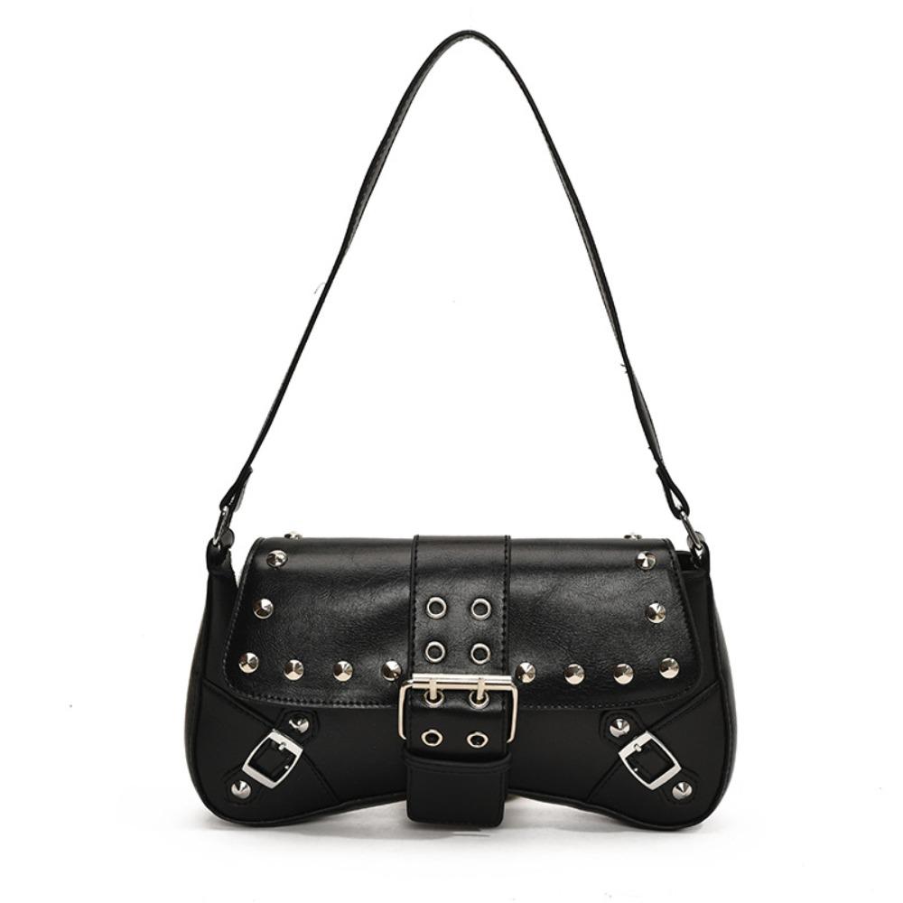 

Gothic Y2k Shoulder Bags Street Spicy Girls Handbag Fashion Buckle Armpit Bag Female чорний