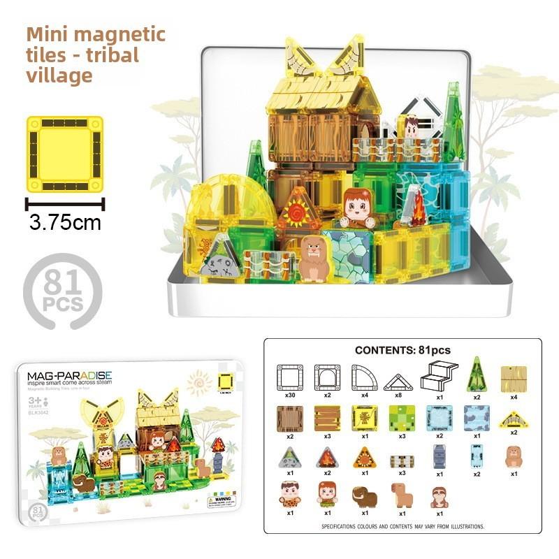Christmas Mini Magnetic Blocks Set For Kids With Portable Iron Box Puzzle Toy For Holiday Gift