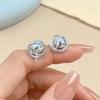 Xiao Yin S999 Sterling Silver Inlaid Mother-of-Pearl Stud Earrings, Elegant Geometric Design for Women.