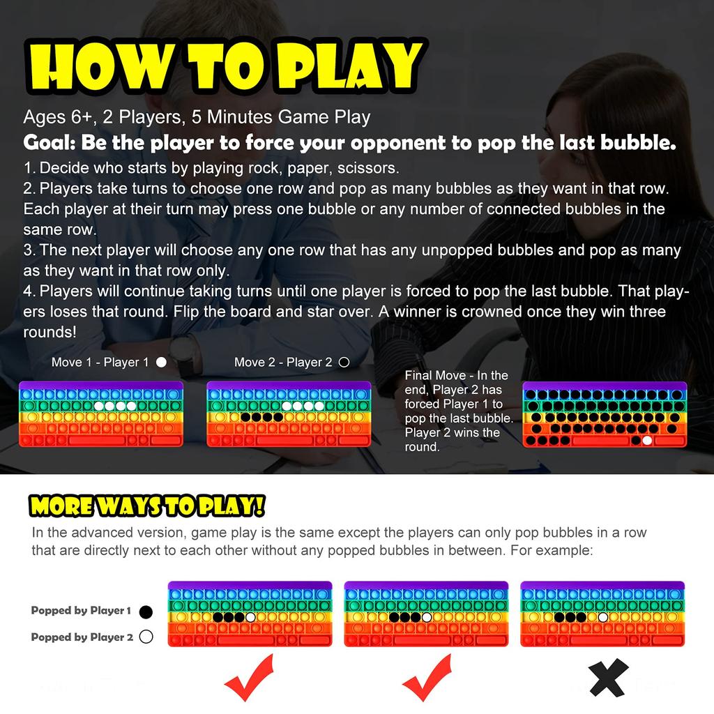 Keyboard Push Bubble Fidget Sensory Toys Rainbow Popping Silicone Game Toy Anxiety & Stress Reliever  Toy For Kids And Adu