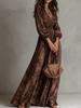 Bohemian Retro Tie-Dye V-Neck Waist-Cinching Long Skirt - 2026 Spring/Autumn Collection