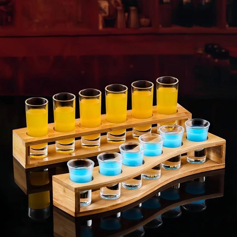 Mehrzweck 6/12 Löcher Schnapsglas Halter Runde Öffnung Glatte Glasbecher Halter Platzsparend Holz Bambus Schnapsglas Tablett Weinbar