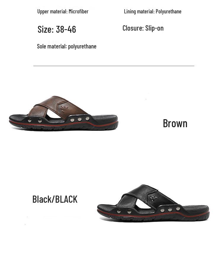 Men's Trendy Plus Size Genuine Leather Sandals - Soft Sole/Surface, Indoor/Outdoor, Spring/Summer Collection
