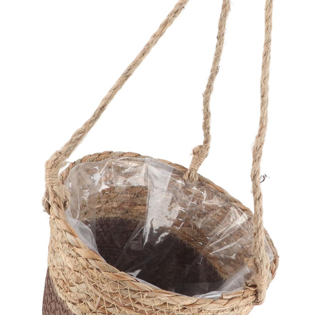 Woven Flower Basket Rustic Retro Style Brown Color Decorative Multi Purpose Straw Basket for Office