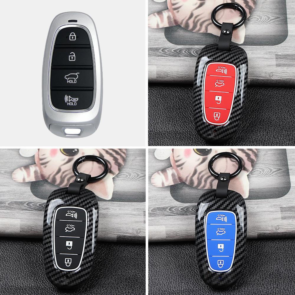 Abs Carbon Fiber Car Key Cover Case For Hyundai Tucson Hybrid Nexo Nx4 Grand Santa Fe Solaris Sonata    Accessories