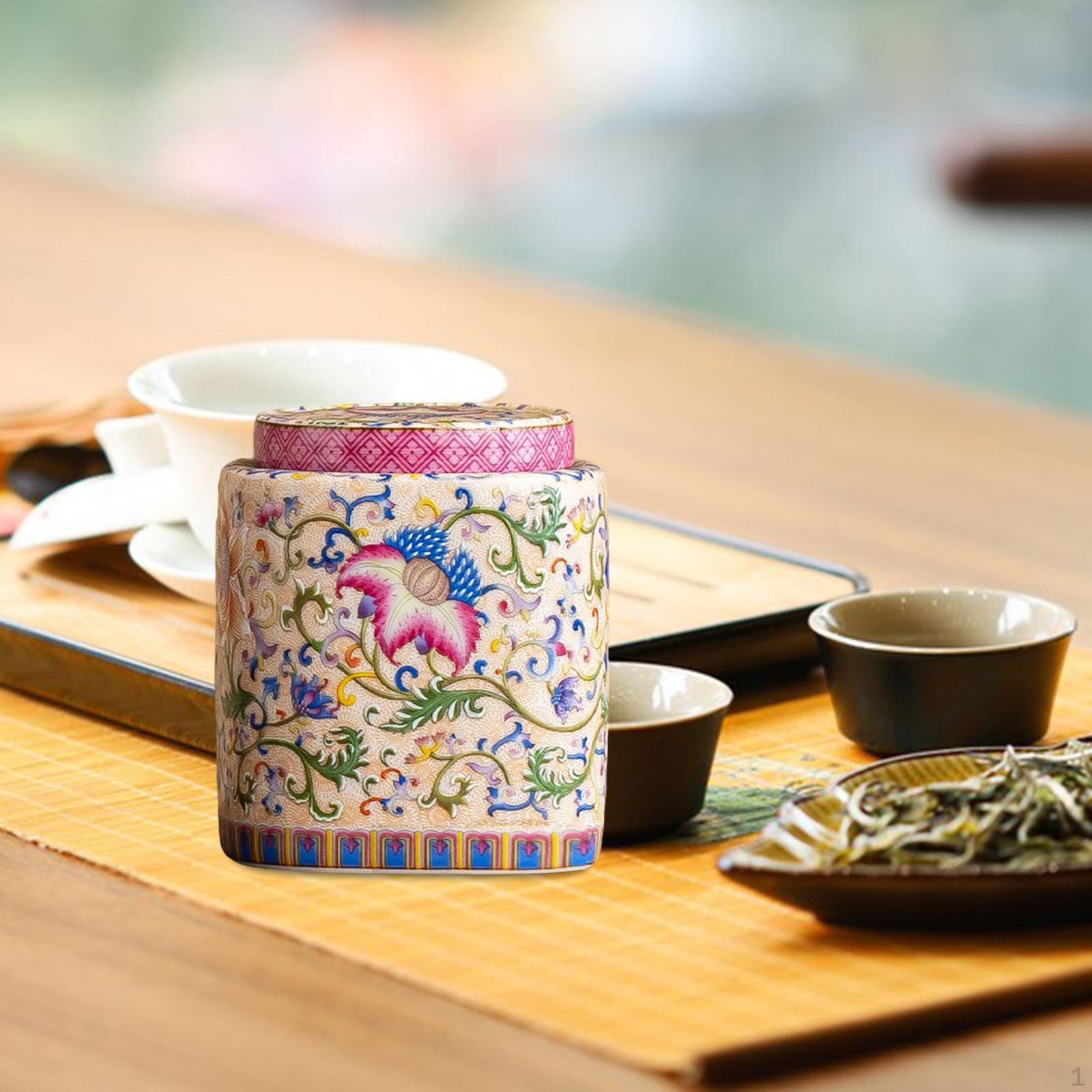 Керамическая Банка для имбиря Чайница Эмалированная Цветная Элегантная Квадратная Шинуазри с Герметичной Крышкой Декоративная