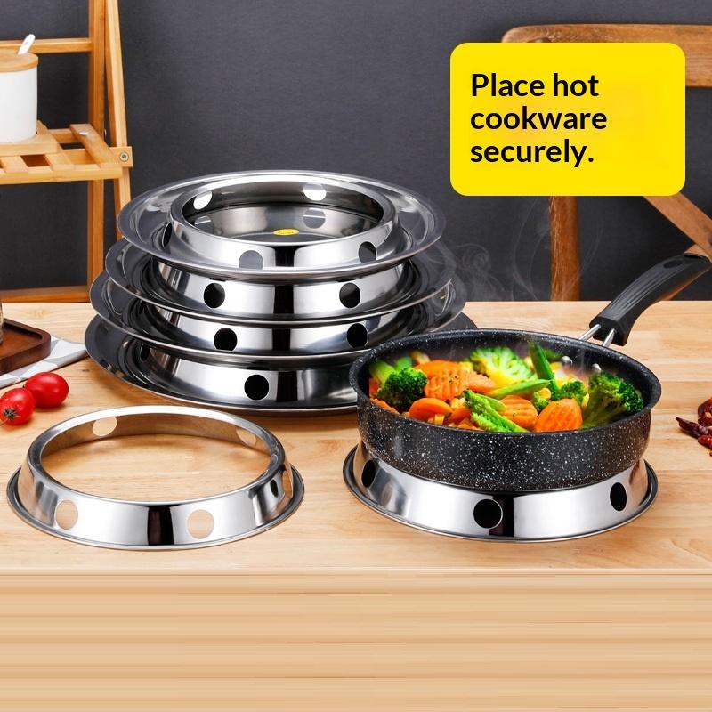 1Pcs Stainless Steel Wok Ring Pot Holder Gas Stove Rack Heat Insulation Cooking Support Stand Kitchen Accessories