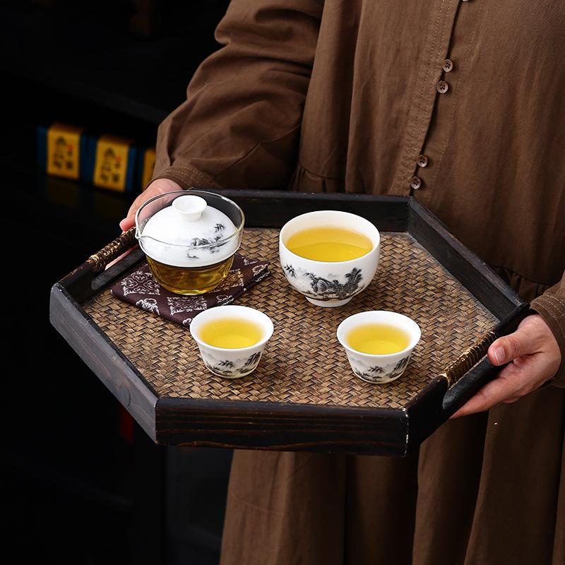 Ceramic simple outdoor travel tea set, one pot, three cups, express cup, portable storage bag, business gifts