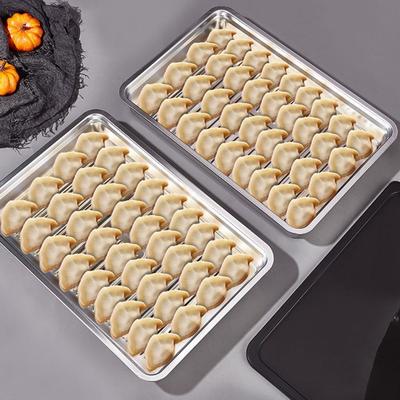 Stainless Steel Fresh-keeping Box Rectangular with Plastic Lid Food Storage Tray Large Size Non-stick Bottom Prep Meal Tray