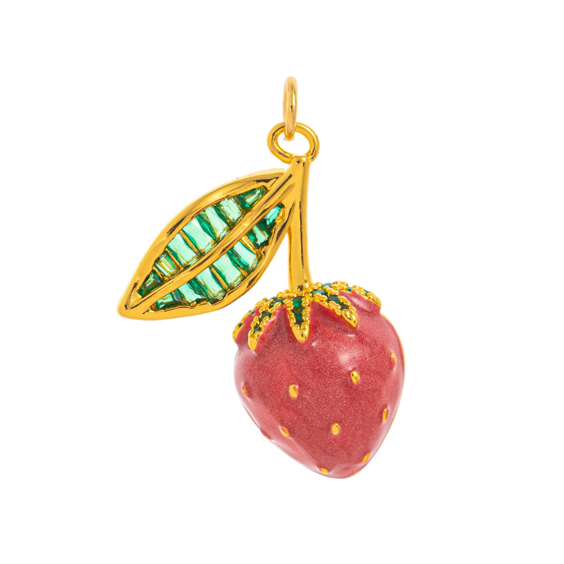 Fruit Lemon Cherry Pendant Fresh Apple Grape Strawberry Necklace Fashion Clavicle Chain Gold Plated Color Preserved
