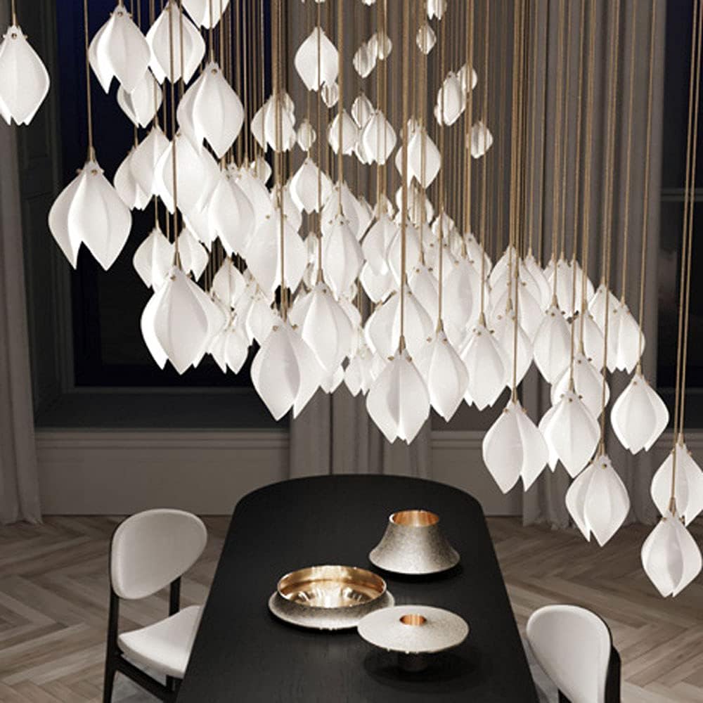 

Подвесной светильник , Светодиодный светильник-подвес в форме лепестков белой магнолии Современная люстра с керамической железной металлической структурой Регулируемый потолочный светильник White Light