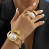 Personality exaggerated necklace high-end geometric E-shaped stud necklace bracelet ring jewelry set