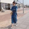 Slim, White and Versatile Design, Small Hong Kong Retro Denim Dress