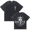 Camisetas Con Gráficos Vintage Lavados Cristianos Jesús Es Rey Hombres Mujeres Hip Hop Moda Rock Camisetas De Manga Cort 1453