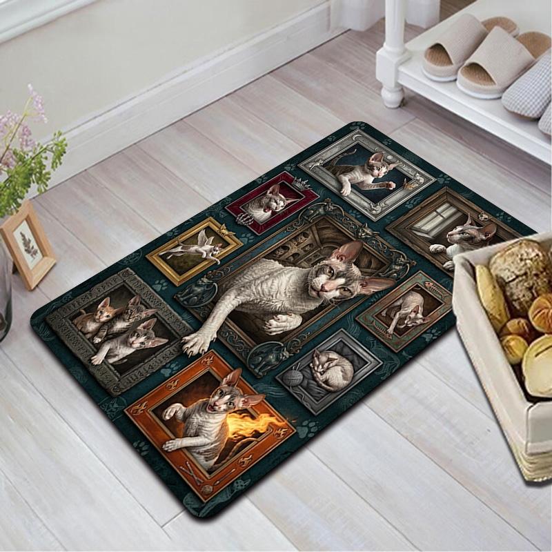 Cats Art Pattern Rug Floor Mat for Living Room or Bedroom Soft and Comfortable Carpet a Gift for Birthday and Holiday.