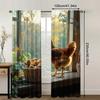 2pc,  Curtains Farmhouse Chicken Versatile Polyester Fabric,Without Electricity Festive Holiday Suitable for Room, Parties Decor