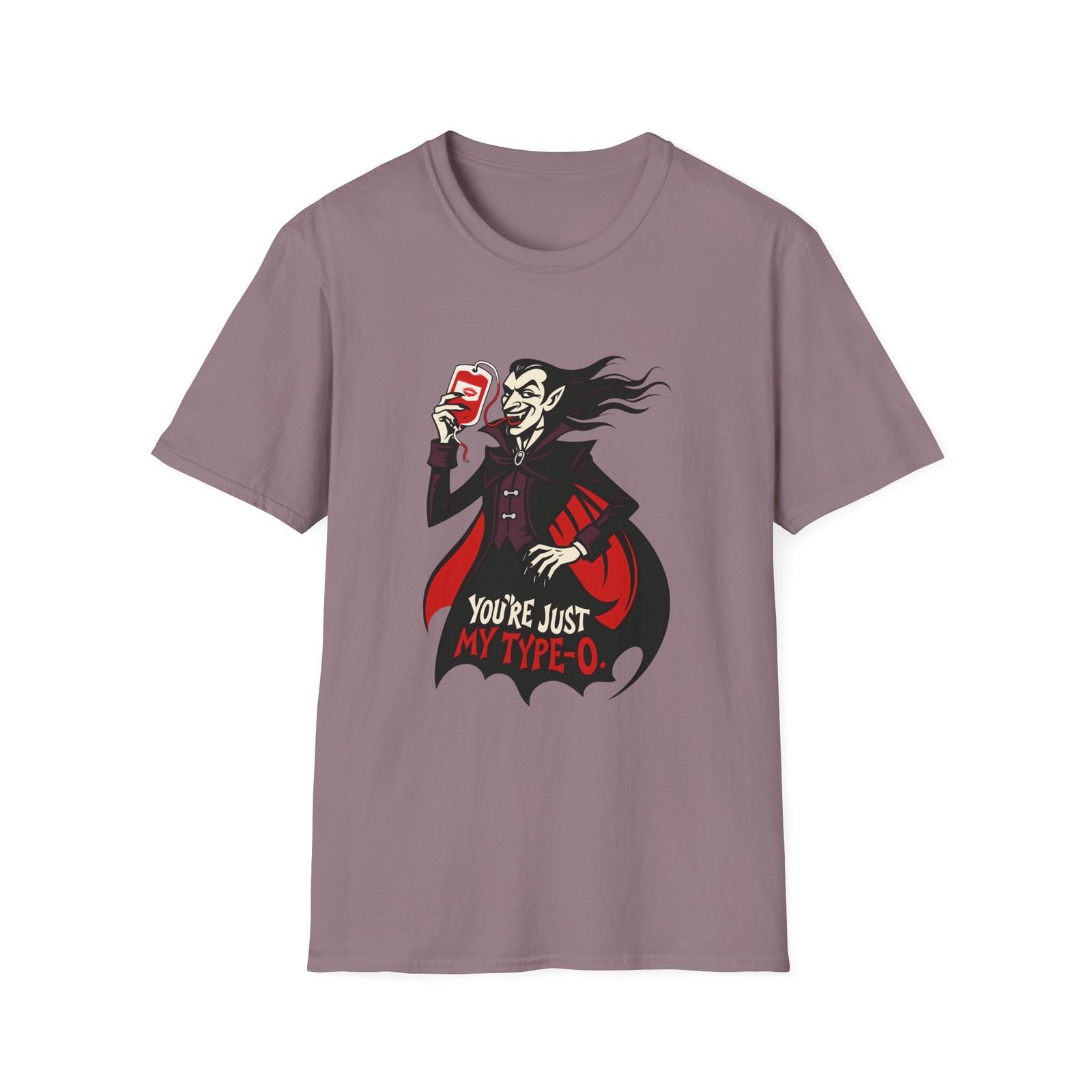 Unisex Softstyle T-Shirt Mens Womens Tees Top Sly Vampire Blood Bag Cape Swirl Halloween Pun Fall XL