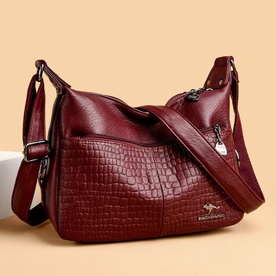 Middle Aged Women's Crossbody Bag New Stone Pattern Small Square Bag Style Simple and Fashionable One Shoulder Crossbody Bag