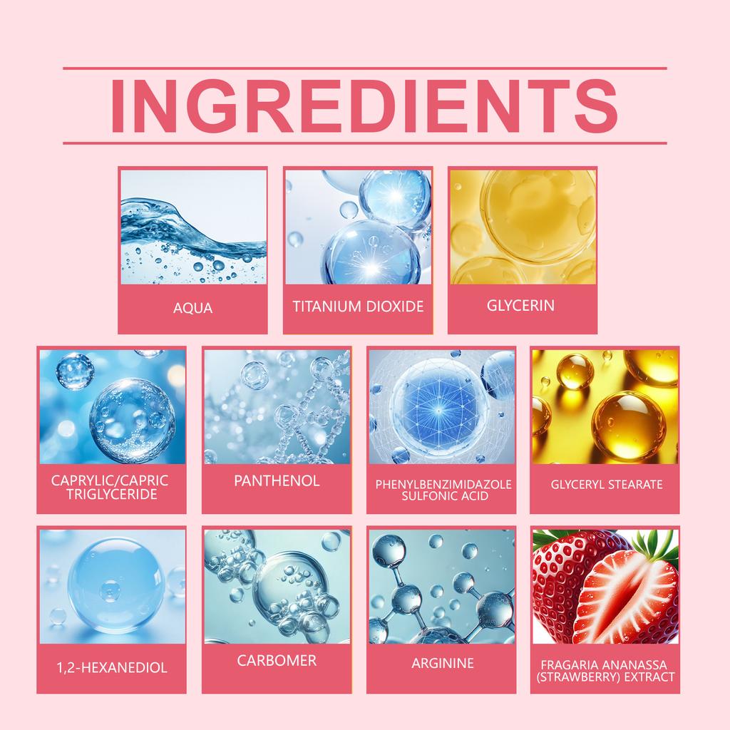 Colored Sunscreen, Strawberry Sunscreen, Refreshing And Non-greasy, Suitable For All Skin Types, Protective Cream