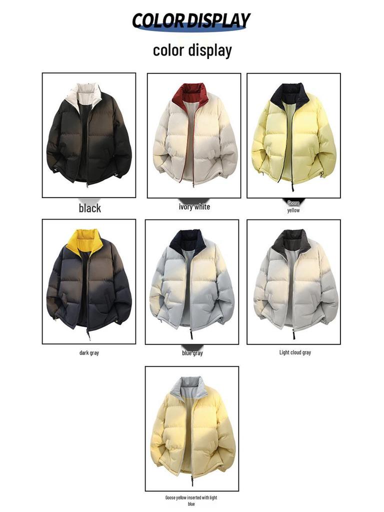 2025 Winter Unisex Trendy Color Block Stand Collar Puffer Jacket for Teens & Couples