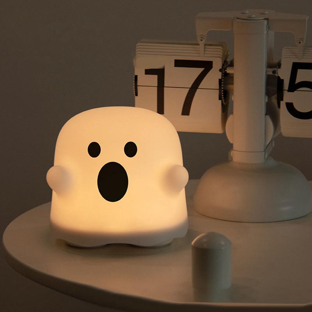 Cute Ghost Night Light Stepless Dimming USB Rechargeable Mini Kids Bedside Lamp Table Decoration for Nursery Bedroom