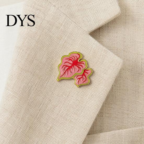 Burr-free Enamel Pin Alloy Brooch, Leaf Design Lapel Pin, Plant Lover Badge with Smooth Lines Vibrant Bright Color, Fresh Style Brooch for Shirts