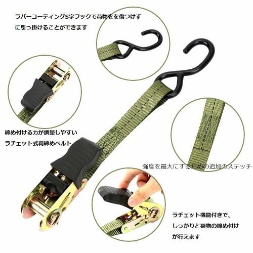 Odowalker 5m*2.5cm Ratchet-Type Cargo Lashing Straps with 800kg Breaking Load, Cargo Straps, Ratchet-Type Tie-Down Belts, Set of 2