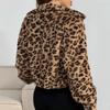 Women S Winter Leopard Print Faux Fur Short Jacket Coat