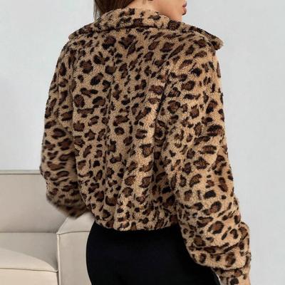 Women S Winter Leopard Print Faux Fur Short Jacket Coat